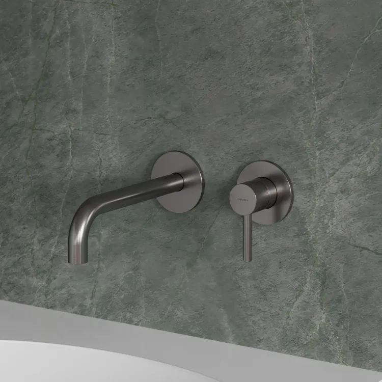 Bateria umywalkowa podtynkowa 2-otworowa, z długą wylewką Omnires Y1215HLNI nikiel szczotkowany