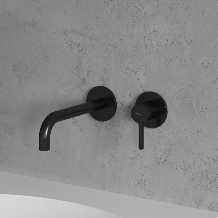 Bateria umywalkowa podtynkowa 2-otworowa, z długą wylewką Omnires Y1215HLBL czarny półmat