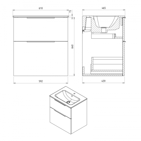 Przejdź do produktu CIRASA STRIP szafka pod umywalkę 59,2x64x46cm, biały mat