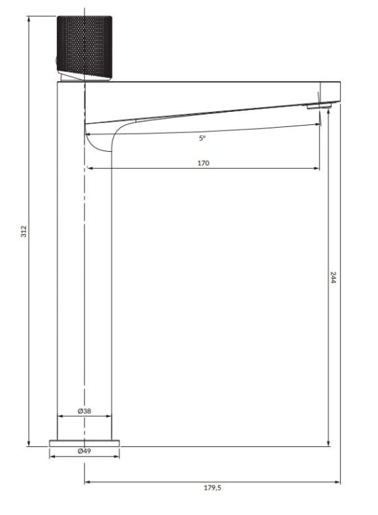Bateria umywalkowa wysoka 31 cm nablatowa Omnires Counter CT8012CPB miedź szczotkowana