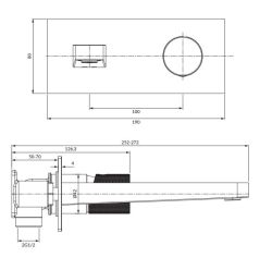 Bateria umywalkowa podtynkowa Omnires Contour CT8015CPB miedź szczotkowana