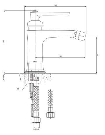 Przejdź do produktu Bateria bidetowa Retro 16 cm złota Omnires Armance AM5220BSB mosiądz szczotkowany