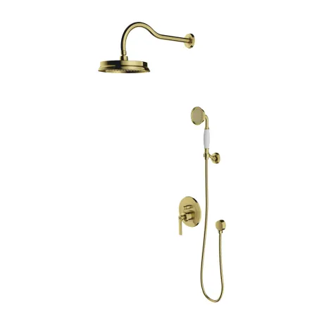 Przejdź do produktu Zestaw prysznicowy podtynkowy, okrągła deszczownica 22,5 cm, słuchawka prysznicowa i bateria podtynkowa Omnires SYSAM10BSB, mosiądz szczotkowany