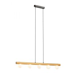 NOCTIS wisząca drewno/szkło opalowe 230V LED G9 5x7W