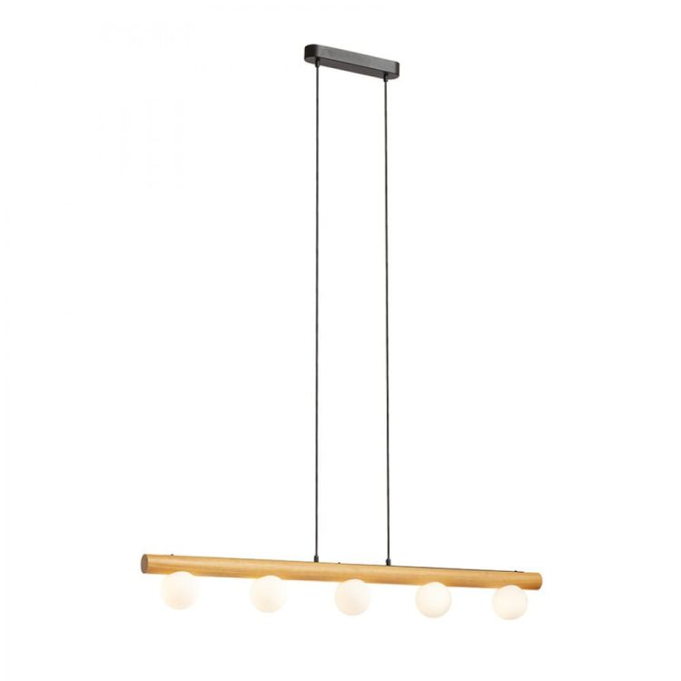 NOCTIS wisząca drewno/szkło opalowe 230V LED G9 5x7W