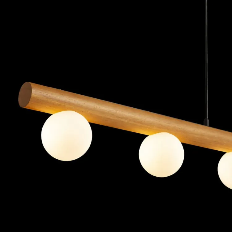 NOCTIS wisząca drewno/szkło opalowe 230V LED G9 5x7W
