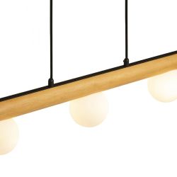 NOCTIS wisząca drewno/szkło opalowe 230V LED G9 5x7W