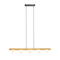 NOCTIS wisząca drewno/szkło opalowe 230V LED G9 5x7W