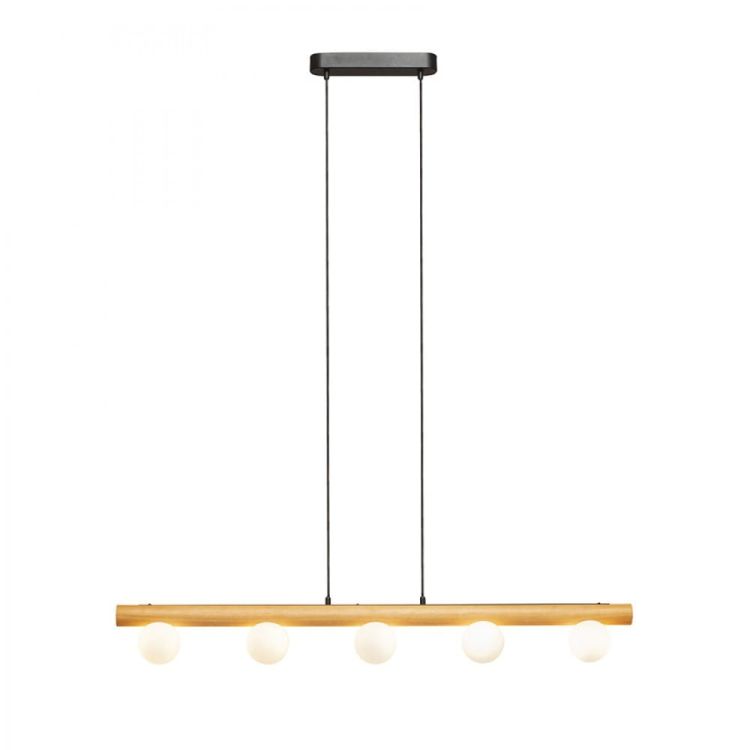 NOCTIS wisząca drewno/szkło opalowe 230V LED G9 5x7W