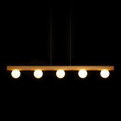 NOCTIS wisząca drewno/szkło opalowe 230V LED G9 5x7W