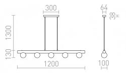 NOCTIS wisząca drewno/szkło opalowe 230V LED G9 5x7W