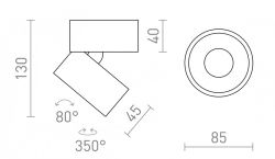ALBANO natynkowa biała czarny chrom 230V LED 5W 3000K
