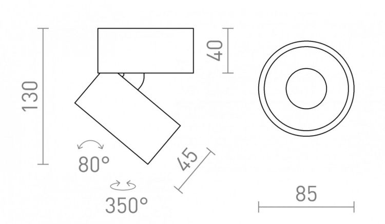 ALBANO natynkowa biała czarny chrom 230V LED 5W 3000K