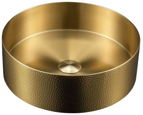 Przejdź do produktu AURUM umywalka nablatowa ze stali nierdzewnej, średnica 38cm, z odpływem, metal tłoczony, złoty mat