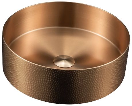 Przejdź do produktu AURUM umywalka ze stali nierdzewnej na blat, średnica 38cm, z odpływem, metal tłoczony, miedź mat