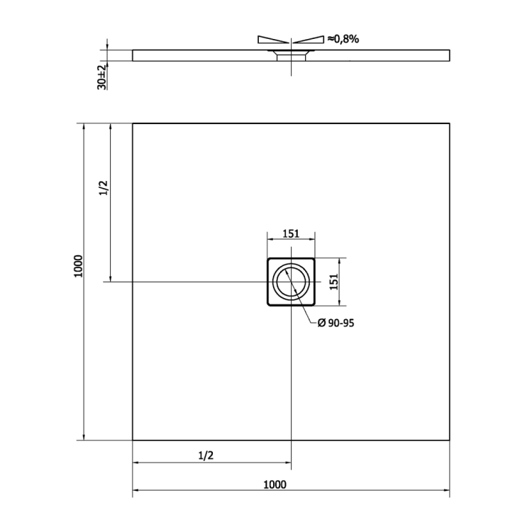 FLEXIA brodzik kompozytowy z możliwością docinania 100x100cm, beż mat