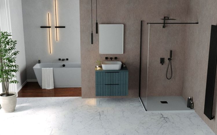 FLEXIA brodzik kompozytowy z możliwością docinania 130x80cm, szary mat