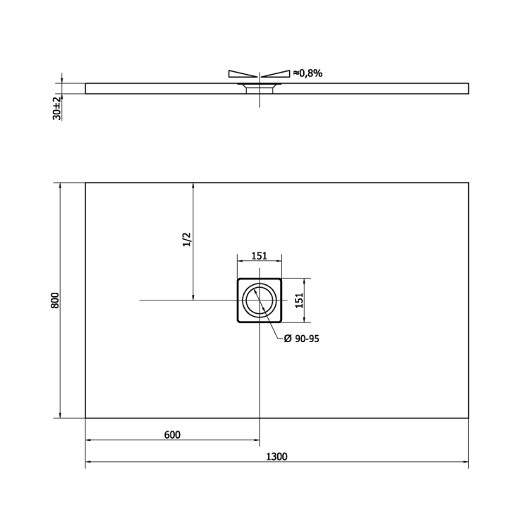 FLEXIA brodzik kompozytowy z możliwością docinania 130x80cm, brązowy mat
