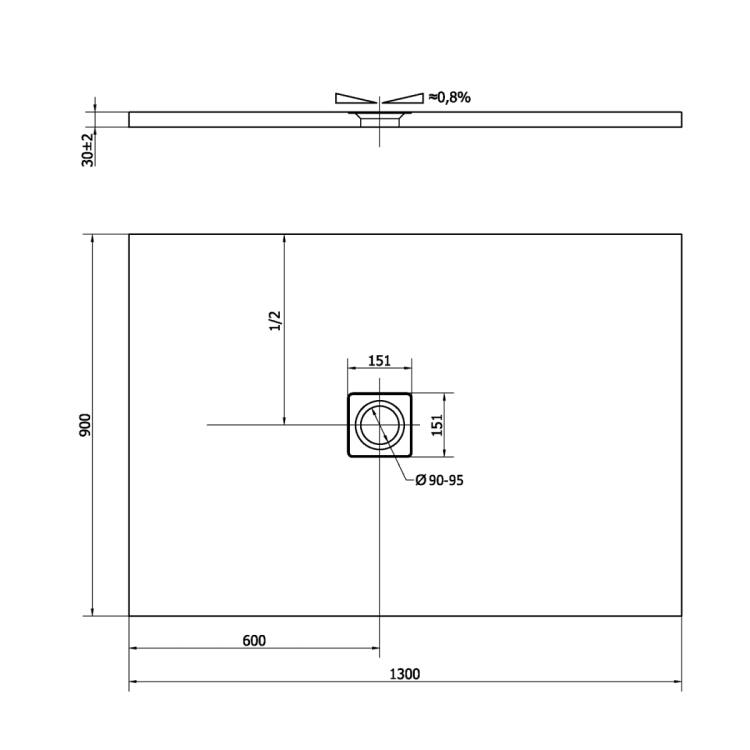 FLEXIA brodzik kompozytowy z możliwością docinania 130x90cm, beż mat