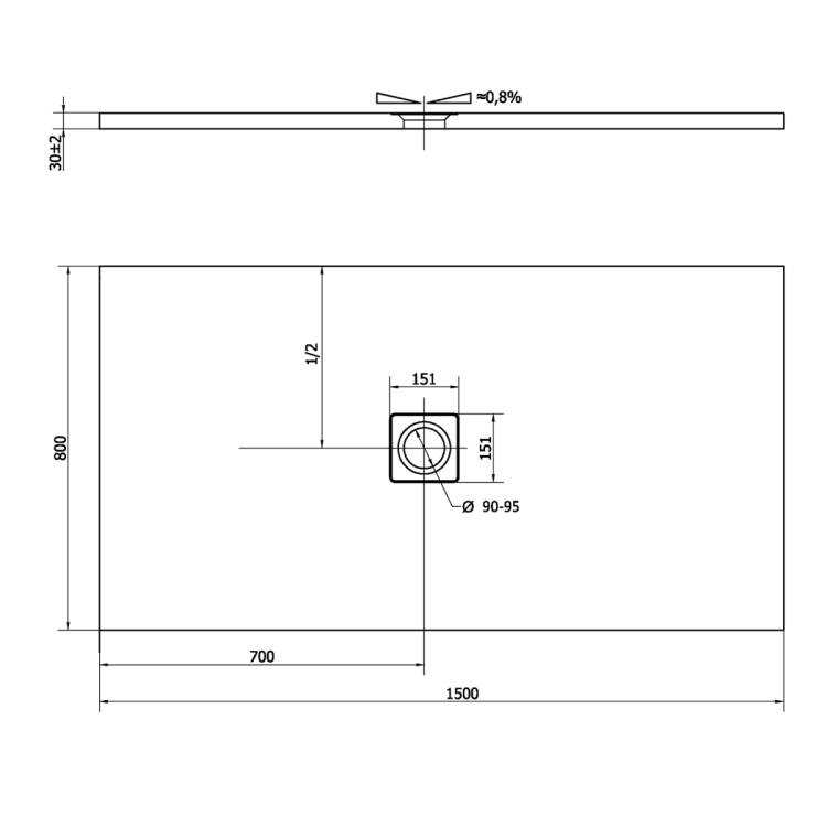 FLEXIA brodzik kompozytowy z możliwością docinania 150x80cm, beż mat