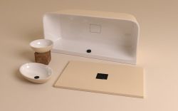 SKYLLA wanna wolnostojąca przyścienna 169x75x60cm, kompozyt, biały/beż mat