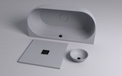 PAGODA wanna przyścienna 170x85x58cm, kompozyt, szary mat