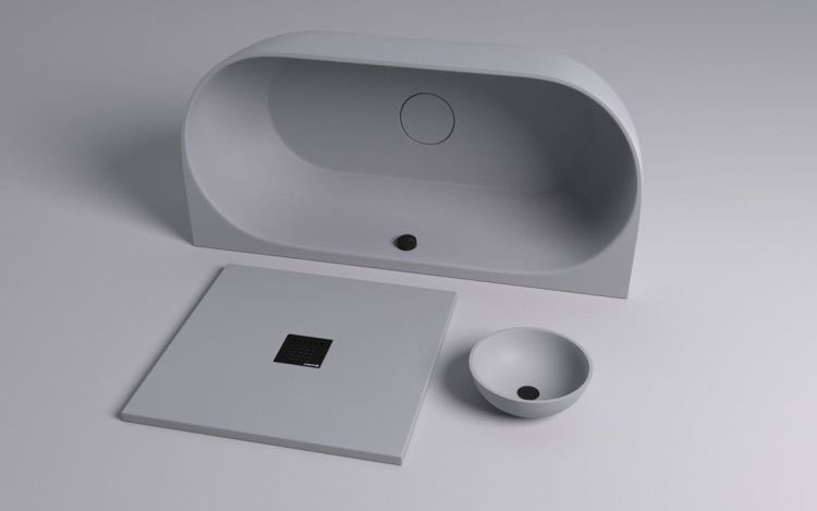 PAGODA wanna przyścienna 170x85x58cm, kompozyt, szary mat