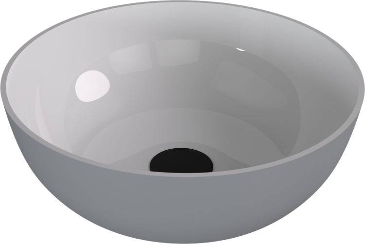 BANERA ROUND umywalka kompozytowa nablatowa, Ø 39 cm, biały/szary mat