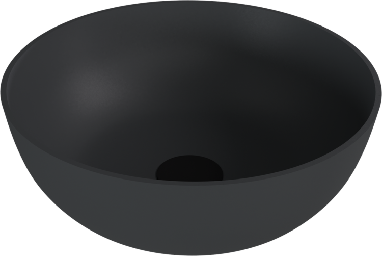 BANERA ROUND umywalka kompozytowa nablatowa, Ø 39 cm, antracyt mat