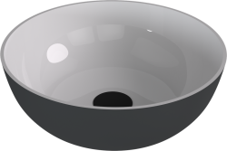 BANERA ROUND umywalka kompozytowa nablatowa, Ø 39 cm, biały/antracyt mat