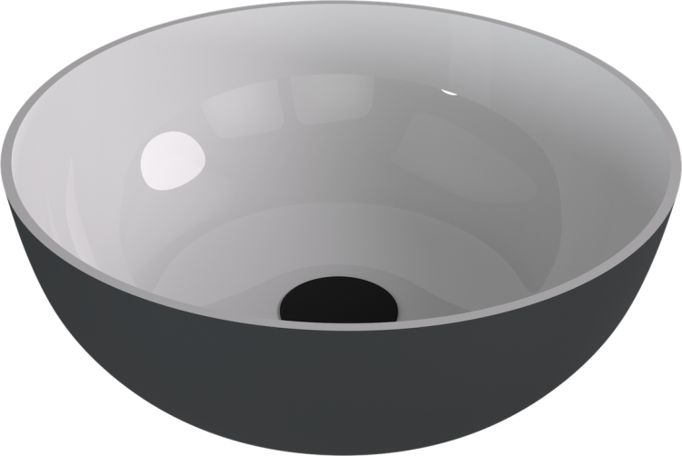 BANERA ROUND umywalka kompozytowa nablatowa, Ø 39 cm, biały/antracyt mat