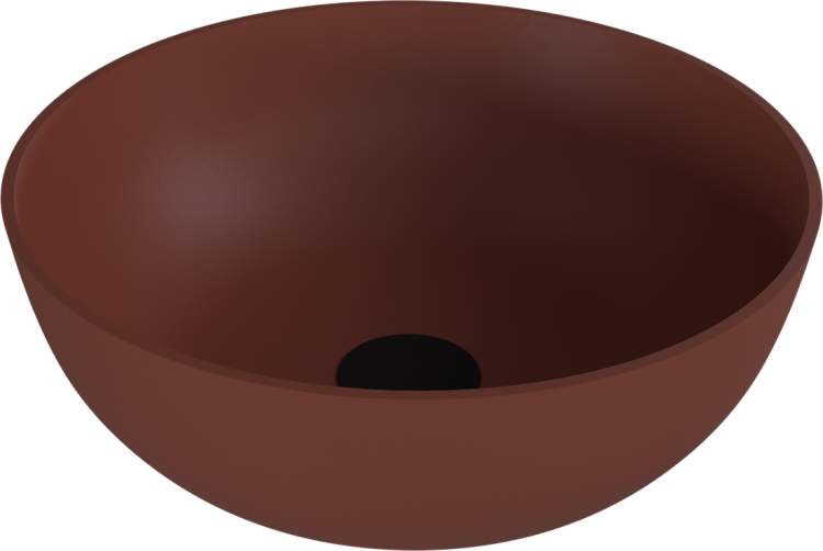 BANERA ROUND umywalka kompozytowa nablatowa, Ø 39 cm, brązowy mat