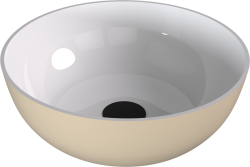 BANERA ROUND umywalka kompozytowa nablatowa, Ø 39 cm, biały/beż mat