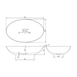 BANERA OVAL umywalka kompozytowa nablatowa, 60x40cm, biały