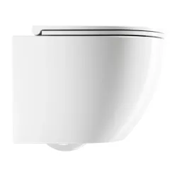 Bezkołnierzowa miska WC wisząca 49x37 cm z deską wolnoopadającą Omnires OTTAWA OTTAWASPMWBP biały połysk