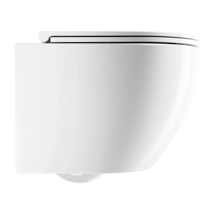 Bezkołnierzowa miska WC wisząca 49x37 cm z deską wolnoopadającą Omnires OTTAWA OTTAWASPMWBP biały połysk