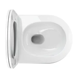 Bezkołnierzowa miska WC wisząca 49x37 cm z deską wolnoopadającą Omnires OTTAWA OTTAWASPMWBP biały połysk
