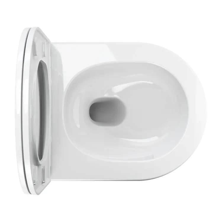 Bezkołnierzowa miska WC wisząca 49x37 cm z deską wolnoopadającą Omnires OTTAWA OTTAWASPMWBP biały połysk