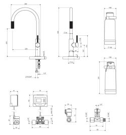 Bateria kuchenna 45 cm z zestawem filtrującym Omnires Switch SW9057-FD1