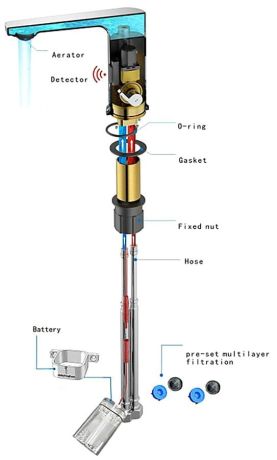 Przejdź do produktu Bateria sensorowa stojąca z regulacją temperatury, 6V DC (4xAA), chrom