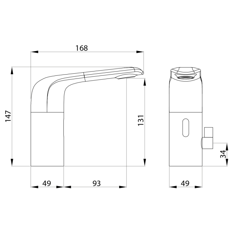 Bateria sensorowa stojąca z regulacją temperatury, 6V DC (4xAA), chrom