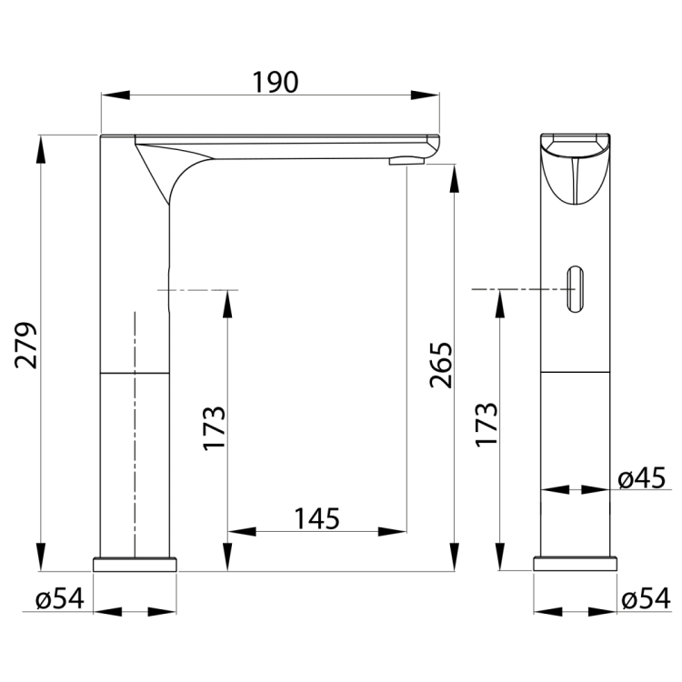 Bateria sensorowa wysoka 6V DC (4xAA), stal nierdzewna mat