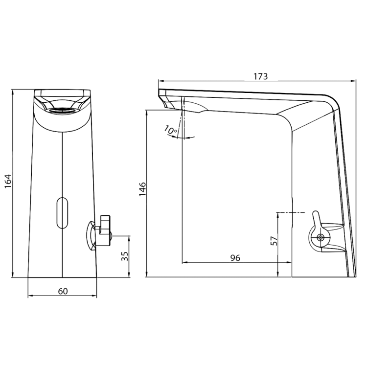 Bateria sensorowa stojąca z regulacją temperatury 6V DC (4xAA), czarny mat