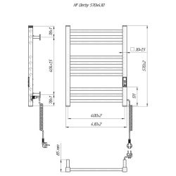 Grzejnik elektryczny 57x43 cm HF Derby 6.1.0400.06.BM czarny matowy