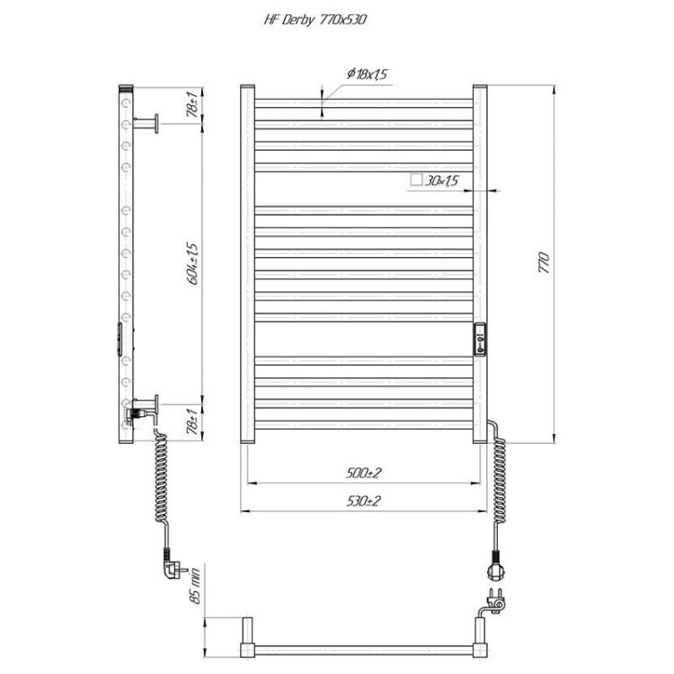 Grzejnik elektryczny 77x53 cm HF Derby 6.1.0402.06.BM czarny matowy