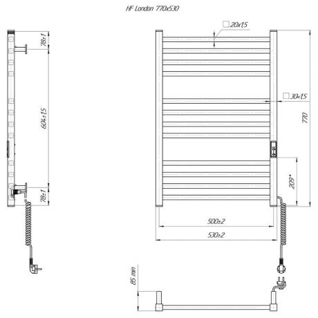 Przejdź do produktu Grzejnik elektryczny 77x53 cm HF London 6.1.0102.06.BM czarny mat