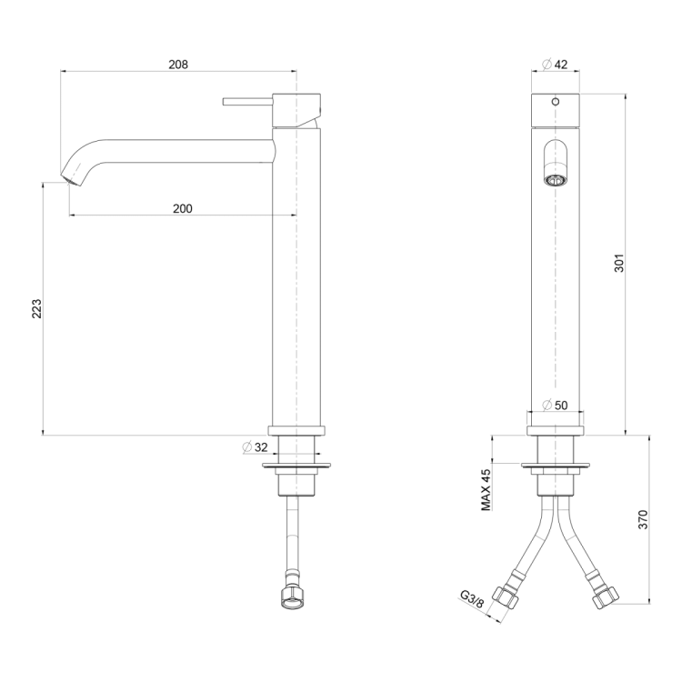 ULTRAMIX bateria umywalkowa bez odpływu, chrom