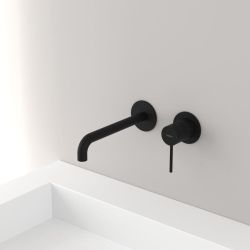 ULTRAMIX bateria podtynkowa umywalkowa 2-elementowea, główka 20cm, czarny mat