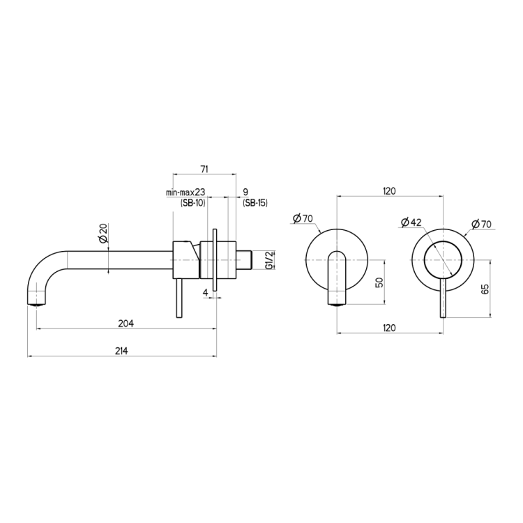 ULTRAMIX bateria podtynkowa umywalkowa 2-elementowea, główka 20cm, czarny mat