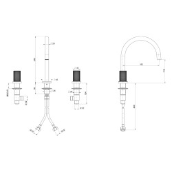 ULTRATAP trzyelementowa bateria umywalkowa, czarny mat/chrom